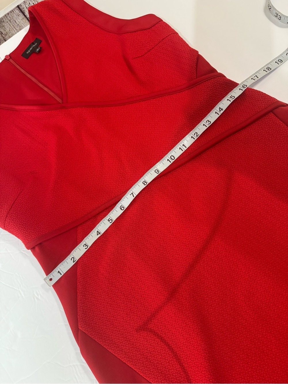 Spense Candy Apple Red Sleeveless Faux Wrap-Front Bodycon Midi Dress 10 - Picture 4 of 7